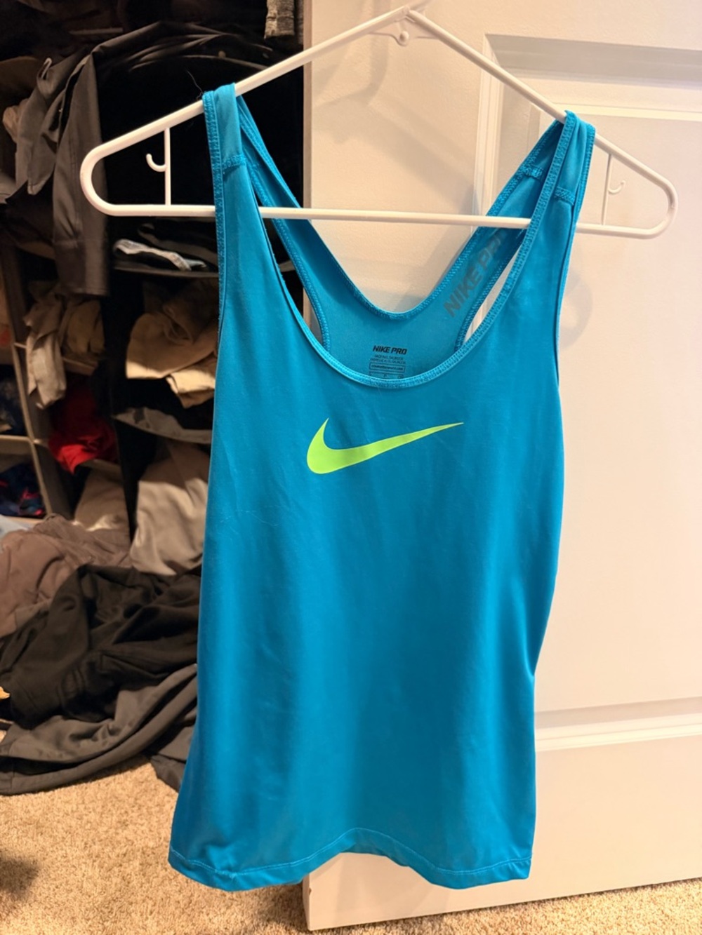 Nike Women’s Turquoise Tank with Neon Green Swoosh